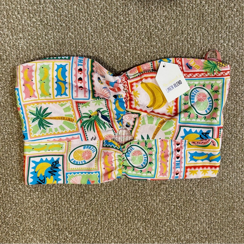 [NWT] Tropical Monteau Multicolor Strapless Top - Picture 2 of 5